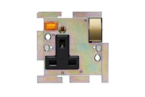 13A 1 Gang Double Pole Switched Socket Interior With Neon Polished Brass Finish Rocker