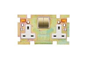 13A 2 Gang Double Pole Switched Socket Interior With Neon Polished Brass Finish Rockers
