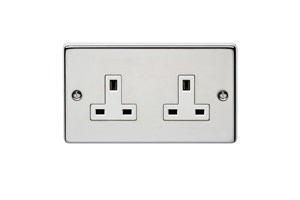 13A 2 Gang Unswitched Socket Polished Steel Finish