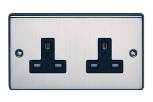 13A 2 Gang Unswitched Socket Stainless Steel Finish