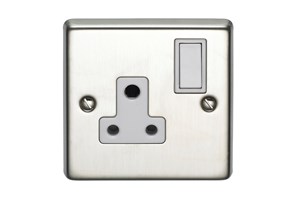 5A 1 Gang Single Pole Round 3 Pin Socket Stainless Steel Finish