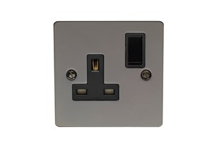 13A 1 Gang Double Pole Switched Socket Black Nickel Finish