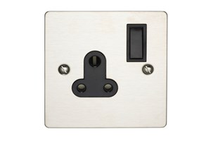 5A 3 Pin Switched Socket Black Interior Stainless Steel Finish
