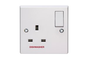 13A 1 Gang Double Pole Switched Socket Printed 'Dishwasher'