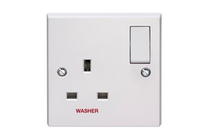 13A 1 Gang Double Pole Switched Socket Printed 'Washer'