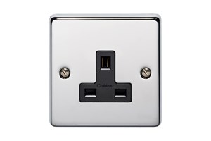 13A 1 Gang Unswitched Socket Highly Polished Chrome Finish