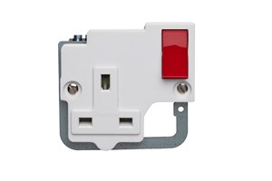 13A 1 Gang Double Pole Switched Socket With Red Rocker Interior