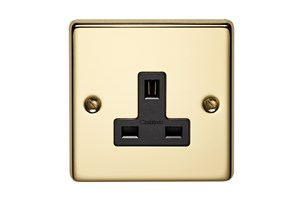 13A 1 Gang Unswitched Socket Polished Brass Finish