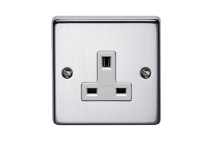 13A 1 Gang Unswitched Socket Satin Chrome Finish