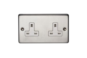 13A 2 Gang Unswitched Socket Satin Chrome Finish