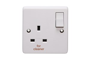 13A 1 Gang Double Pole Switched Socket Printed 'For Cleaner'