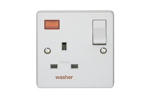 13A 1 Gang Double Pole Switched Socket With Neon Printed 'Washer'