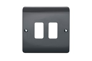 2 Gang Grid Cover Plate Grey