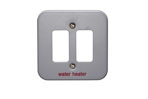 2 Gang Surface Metalclad Grid Cover Plate Printed 'Water Heater'