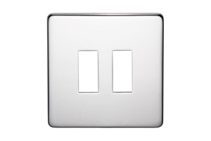 2 Gang Low Profile Grid Cover Plate Highly Polished Chrome Finish