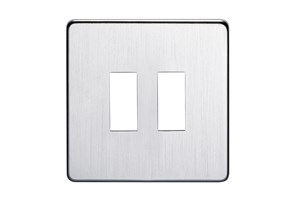 2 Gang Low Profile Grid Cover Plate Satin Chrome Finish