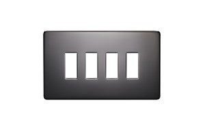 4 Gang Low Profile Grid Cover Plate Black Nickel Finish