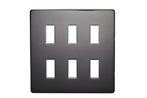 6 Gang Low Profile Grid Cover Plate Black Nickel Finish