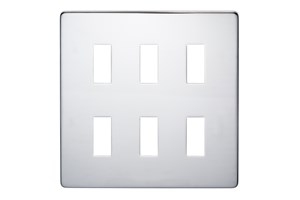 6 Gang Low Profile Grid Cover Plate Highly Polished Chrome Finish