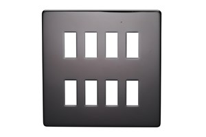8 Gang Low Profile Grid Cover Plate Black Nickel Finish