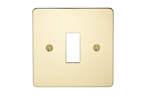 1 Gang Flat Plate Grid Cover Plate Polished Brass Finish