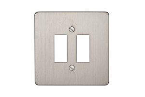 2 Gang Flat Plate Grid Cover Plate Stainless Steel Finish