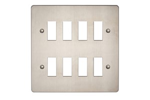 8 Gang Flat Plate Grid Cover Plate Stainless Steel Finish