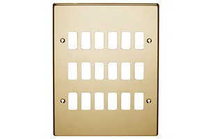 18 Gang Flush Grid Cover Plate Polished Brass Finish