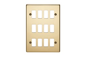 12 Gang Flush Grid Cover Plate Polished Brass Finish