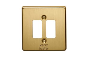 2 Gang Flush Grid Cover Plate Printed 'Water Heater' Bronze Finish
