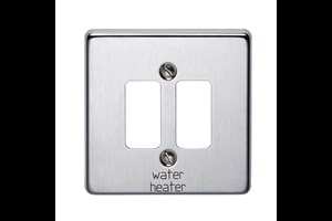 2 Gang Flush Grid Cover Plate Printed 'Water Heater' Satin Chrome Finish
