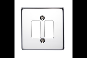 2 Gang Flush Grid Cover Plate Highly Polished Chrome Finish