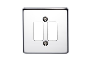 2 Gang Flush Grid Cover Plate Highly Polished Chrome Finish