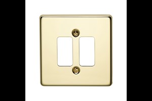 2 Gang Flush Grid Cover Plate Polished Brass Finish