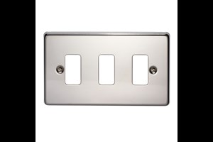 3 Gang Flush Grid Cover Plate Polished Stainless Steel Finish