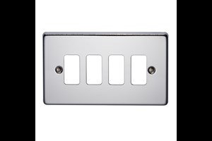4 Gang Flush Grid Cover Plate Highly Polished Chrome Finish