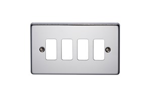 4 Gang Flush Grid Cover Plate Highly Polished Chrome Finish