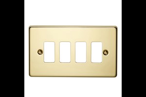 4 Gang Flush Grid Cover Plate Polished Brass Finish