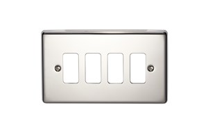 4 Gang Flush Grid Cover Plate Polished Stainless Steel Finish