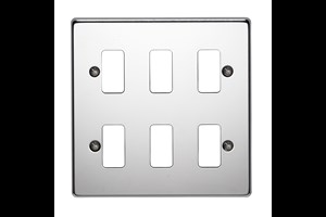 6 Gang Flush Grid Cover Plate Highly Polished Chrome Finish