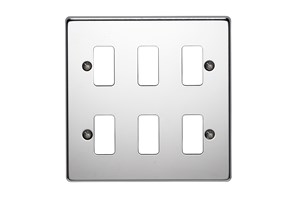 6 Gang Flush Grid Cover Plate Highly Polished Chrome Finish