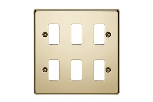 6 Gang Flush Grid Cover Plate Polished Brass Finish