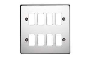 8 Gang Flush Grid Cover Plate Highly Polished Chrome Finish