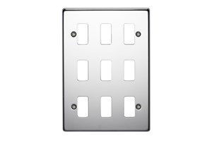9 Gang Flush Grid Cover Plate Highly Polished Chrome Finish