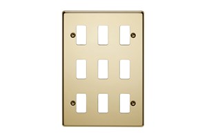 9 Gang Flush Grid Cover Plate Polished Brass Finish