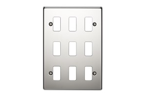 9 Gang Flush Grid Cover Plate Polished Stainless Steel Finish