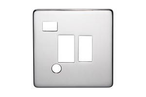13A Double Pole Switched Fused Connection Unit Cord Outlet Plate With Neon Highly Polished Chrome Finish