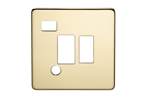 13A Double Pole Switched Fused Connection Unit Cord Outlet Plate With Neon Polished Brass Finish
