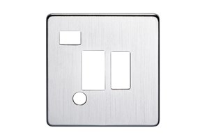13A Double Pole Switched Fused Connection Unit Cord Outlet Plate With Neon Satin Chrome Finish