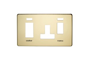 45A Cooker Control Unit With 13A Socket Plate With Neon Polished Brass Finish